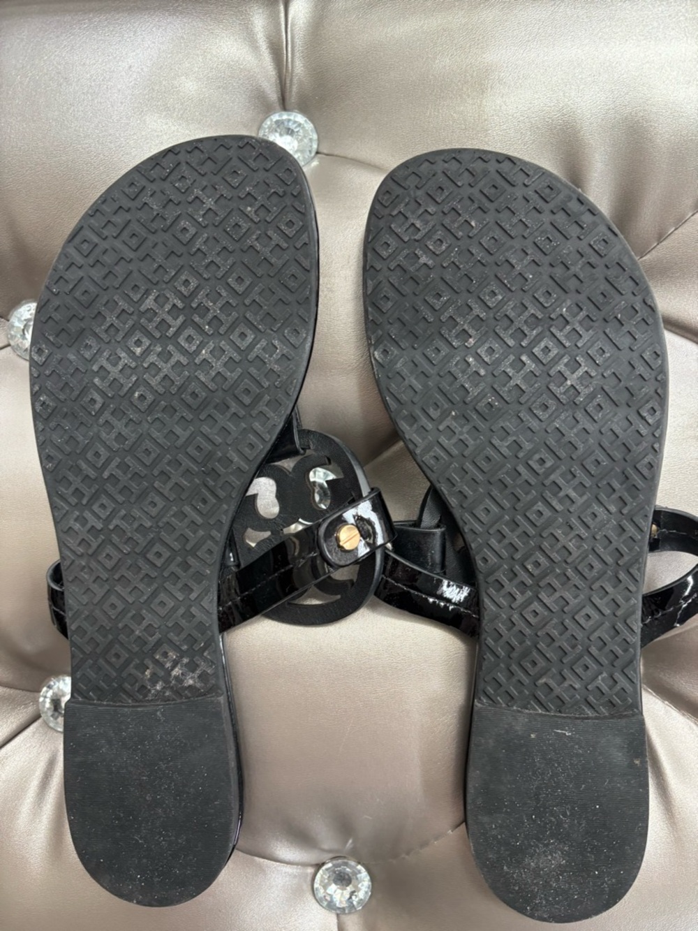 Tory Burch Miller sandals black patent leather size 8 - Picture 8 of 9